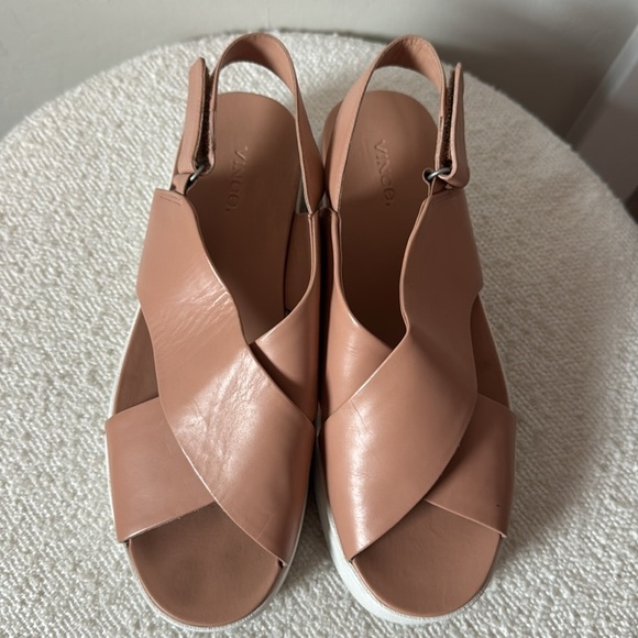 VINCE Weslan Leather Platform Crisscross Velco Strap Sandal Size 9 - Picture 5 of 9